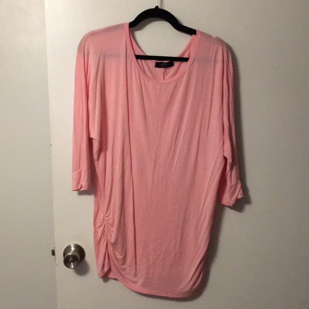 Pink rouched side tunic tee